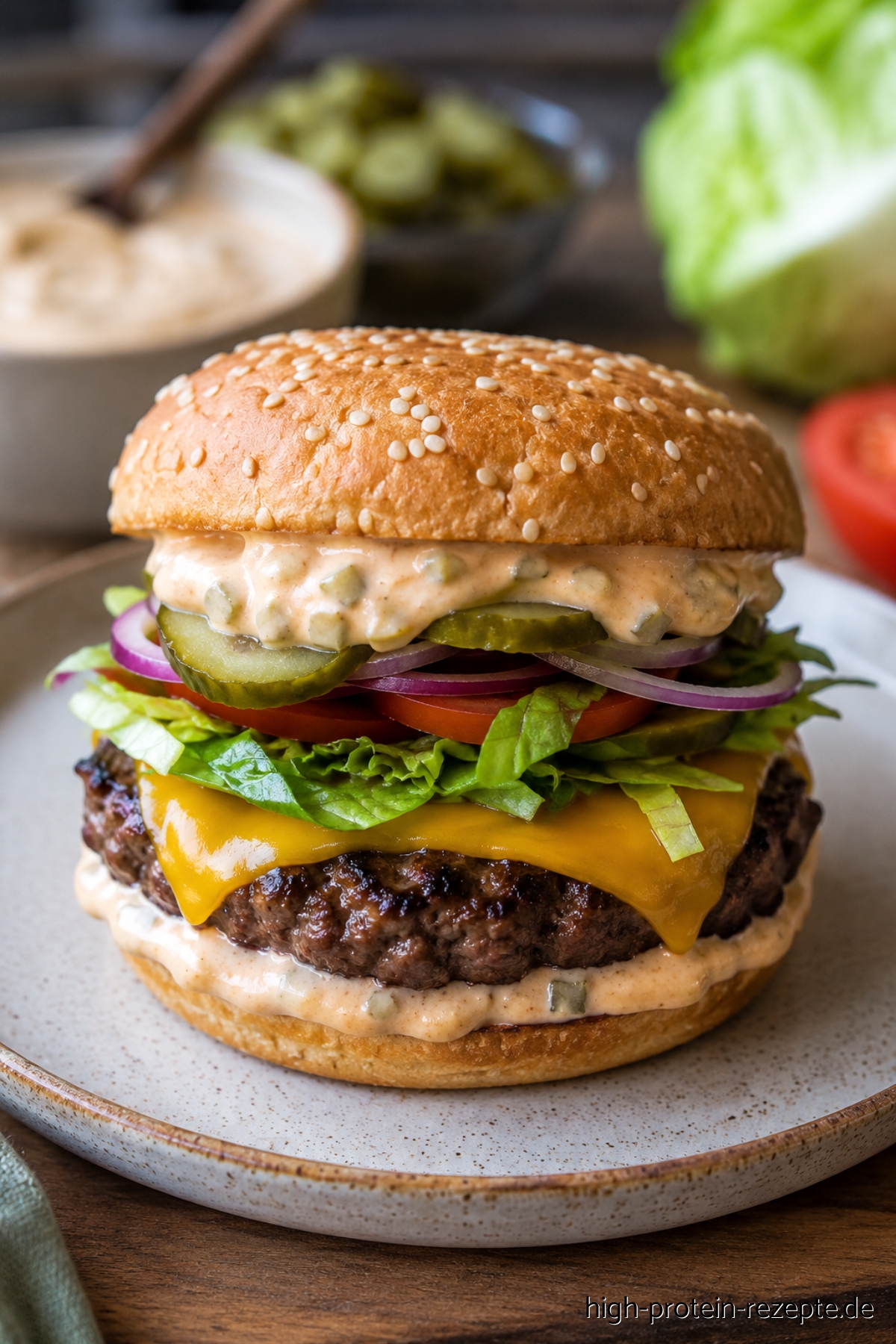 Dieses Big Mac Sauce Rezept ist kalorienarm, schnell selbst gemacht und schmeckt wie das Original! Die perfekte Burger-Soße für Low Carb High Protein Burger.