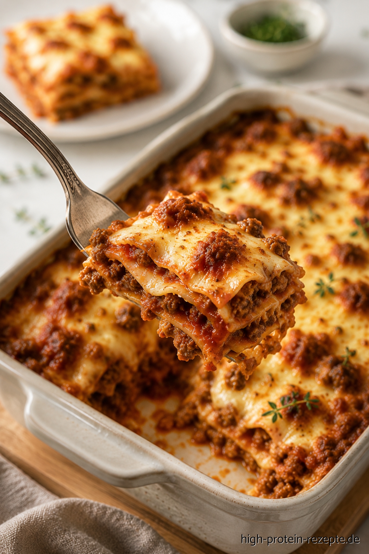 Proteinlasagne: kalorienarme High Protein Lasagne wie das Original Diese Proteinlasagne liefert viel Eiweiß, hält lange satt und schmeckt genau wie klassische Lasagne. Ideal für Muskelaufbau, Fitness & kalorienarme Ernährung.